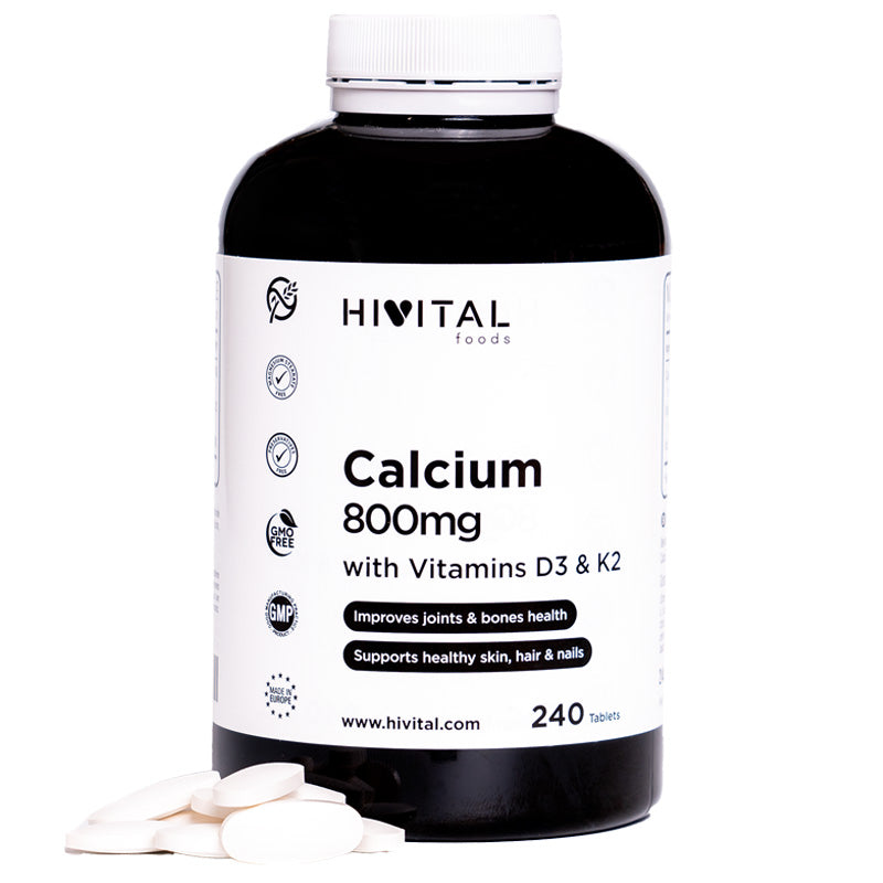 CALCIO 800MG CON VITAMINA D3 Y K2 HIVITAL 240 CÁPSULAS